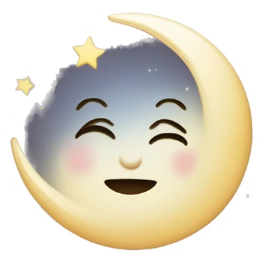 Moon astrology symbol with cute face sticker