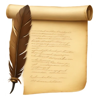 brown Quill pen with parchment scroll sticker