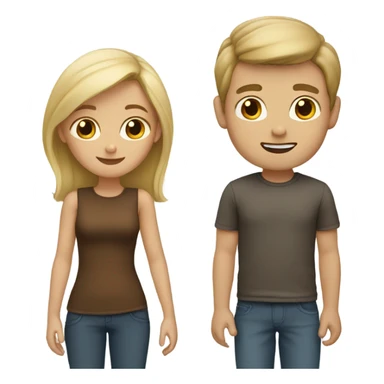 Blonde girl with boy with brow hair  sticker