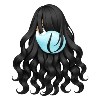 back view of long black voluminous hair sticker