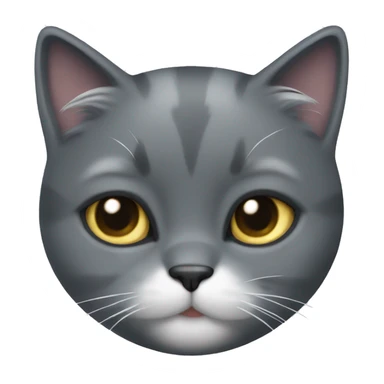 Puffy dark gray cat with white fur on chest sticker