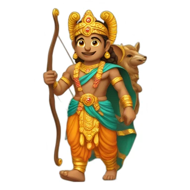 Lord Ram holding his bow with his quiver on his back and walking with Sita sticker