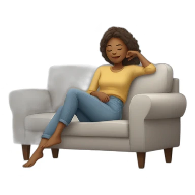 Woman on couch in comfy clothes having a lazy Sunday sticker