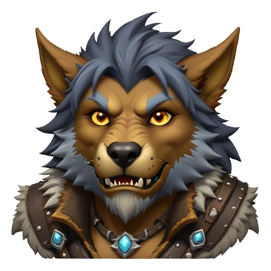 Cinematic Realistic WoW Worgen Portrait, head tilted epicly and inquisitively, showcasing the striking fusion of human intellect and beastly ferocity. His rugged fur and tanned skin, accented by piercing amber eyes and meticulously rendered worn leather garments, are bathed in dynamic lighting, high shine, epic and awe-inspiring, capturing the relentless spirit of a worgen at the apex of his power. sticker
