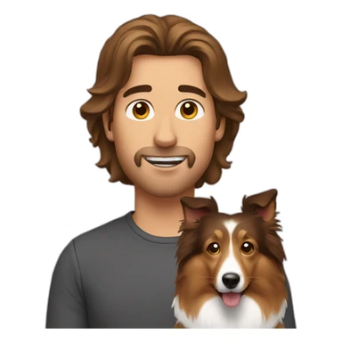 a man with brown hair and a sheltie sticker