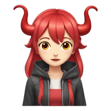 girl with red horns from anime sticker