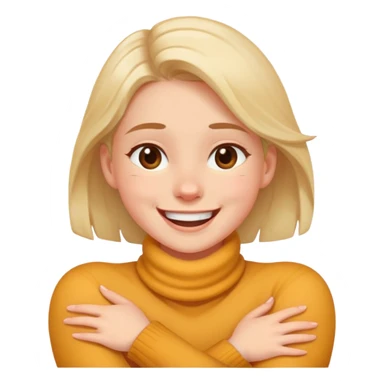 Girl crossing her arms around her neck laughing  sticker