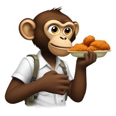 Monkey eating fried chicken  sticker