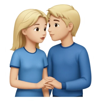 iOS emoji style.
One girl, two boys.
The girl is holding hands with one boy and kissing the other boy at the same time.
Both boys are male, one blond, one brunette.
All characters are human, not female duplicates. sticker