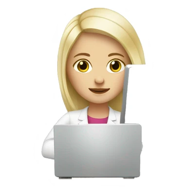 white blonde girl working on the computer  sticker