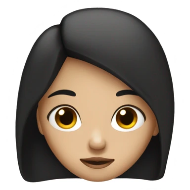 a girl with long black hair Black eyes  sticker