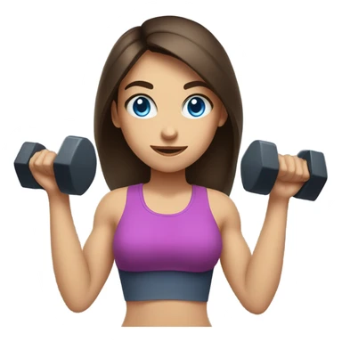 brunette girl with bright blue eyes lifting hand weights sticker