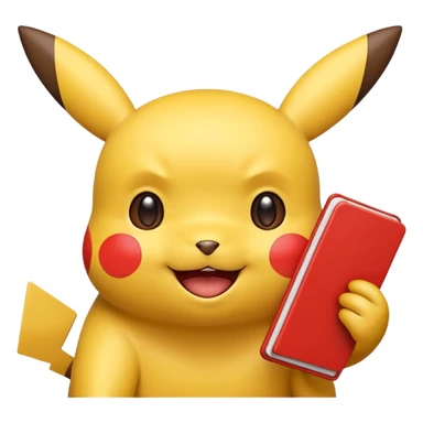 Pikachu as a Rednote app emoji, with a cute, approachable look, simple outlines, and a red detail sticker