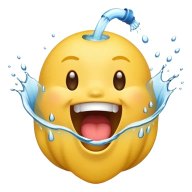 yellow emoji mouth open catching water sticker