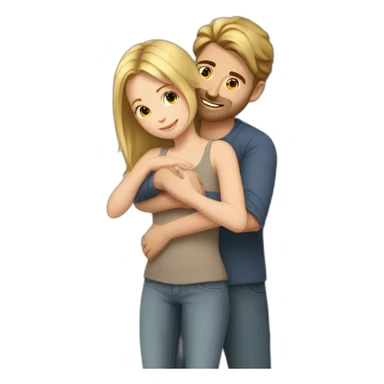 Hug blond girl brown-hair man sticker
