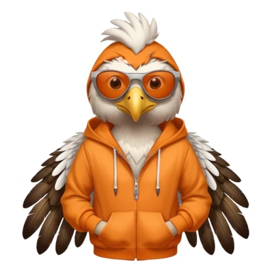 eagle with orange hoodie wearing sunglasses sticker