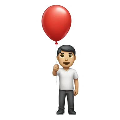 Asian man holding red balloon  sticker