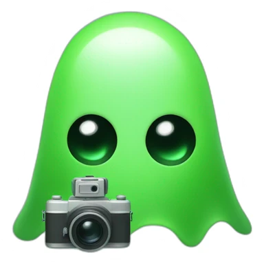 minimalism green ghost with camera sticker