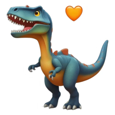 Dinosaurio con corazón naranja sticker