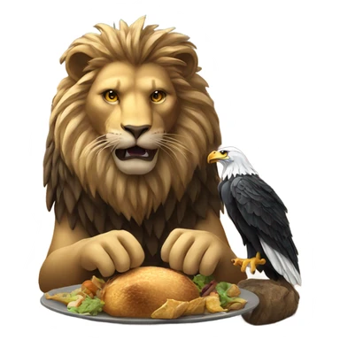 Lion eating an eagle sticker