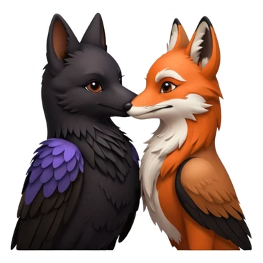 Raven and fox kissing sticker