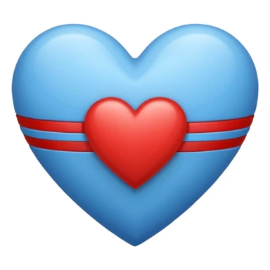 corazon azul y rojo a rayas sticker