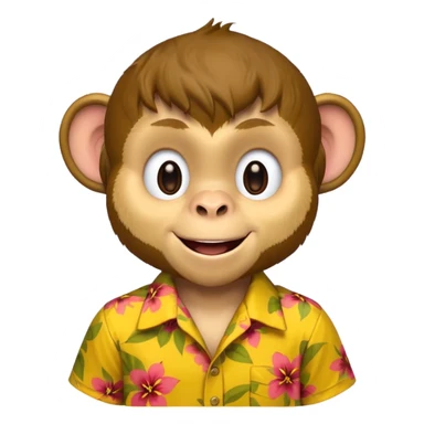 Monkey – cheeky grin, wearing yellow floral aloha shirt. sticker