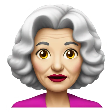 Old scary Russian lady with black hair and hot pink lips sticker