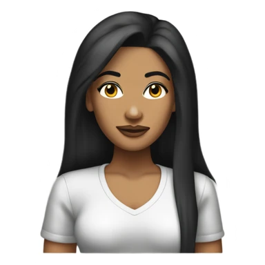 Tanned woman with long black hair dressed in 1990s hip hop hair, makeup, and attire sticker