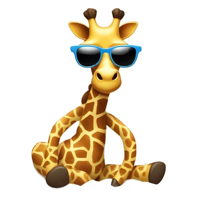 Giraffe in a swimsuit and sunglasses relaxing on the beach. sticker