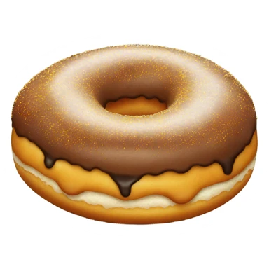 A donut with a head sticking out with a black middle part and freckles sticker