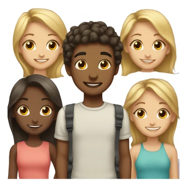 Boy with girls  sticker