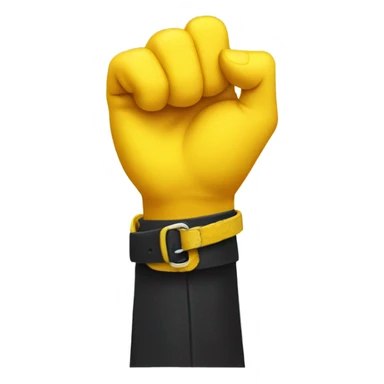 Yellow hand holding belt sticker