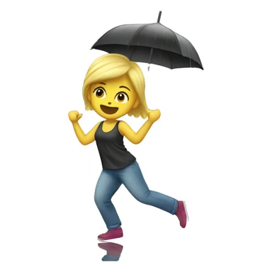Blonde girl dancing in the rain sticker