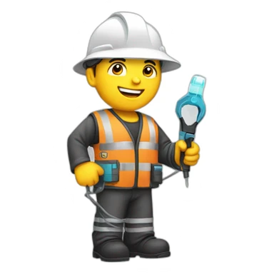 technician with fiber optic cable in one hand sticker
