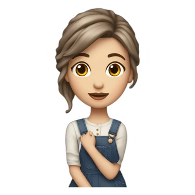 muñeca de porcelana cabello marrón sticker