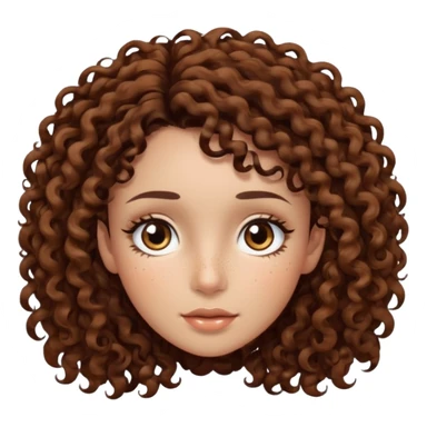 dark brown curly hair with dark brown eyes and long lashes with freckle and light brown skin sticker