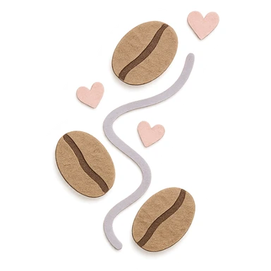 coffee bean trail border with tiny hearts, soft pastel hand-drawn design sticker