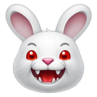 evil white rabbit with sharp fangs with red around mouth sticker