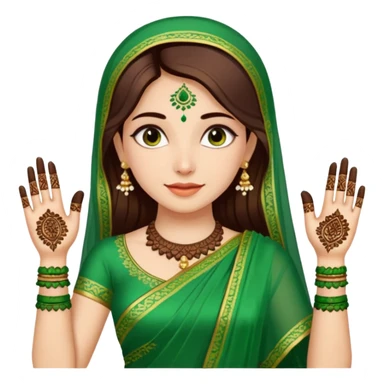 bride in mehendi Ceremony in green saree sticker
