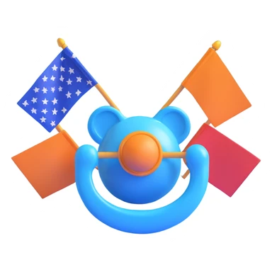 blue pacifier celebrating with flags sticker
