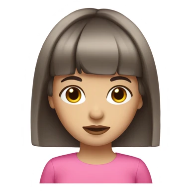 white brunette with bangs and pink accents  sticker