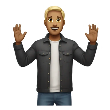 normal man surrendering, hands up in the air  sticker