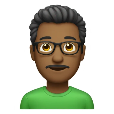 Hombre, moreno, con lentes, pelo negro, corto, suéter verde sticker