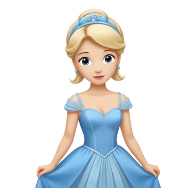 cendrillon on voit juste le buste elle est blonde avec les cheveux releve et un serre tete bleu ciel et elle porte une robe de soirée bleu ciel sticker