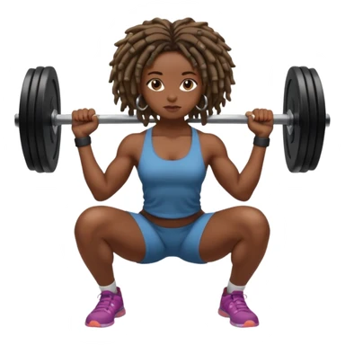Black girl with locs squatting a barbell sticker