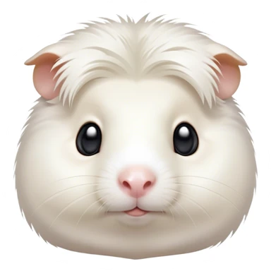 Cinematic Cute White Guinea Pig Portrait Emoji, Head tilted playfully and inquisitively, showcasing a silky, immaculate white fur with a natural glow, round, sparkling dark eyes filled with curiosity, Simplified yet irresistibly adorable features, highly detailed, glowing with a warm, friendly light, high shine, affectionate and lively, stylized with a touch of whimsy, bright and endearing, soft glowing outline, capturing the essence of a mischievous yet loving guinea pig, so playful it feels like it could nuzzle out of the screen and into your arms! sticker