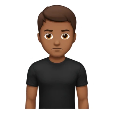 man with brown hair who is strong wearing black t shirt not smiling sticker