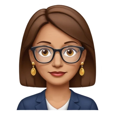 Women 50 years, brown eye and hair with glasses and earing sticker