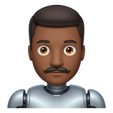 male robot with dark hair with mustache sticker